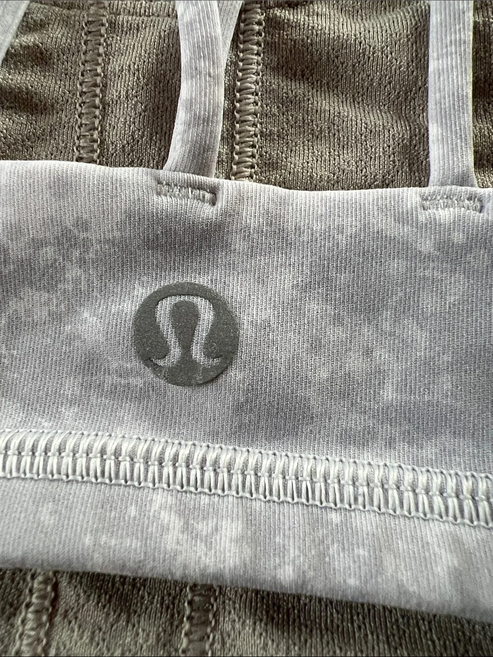 Lululemon Women's White Floral Seamless Strappy Sports Bra